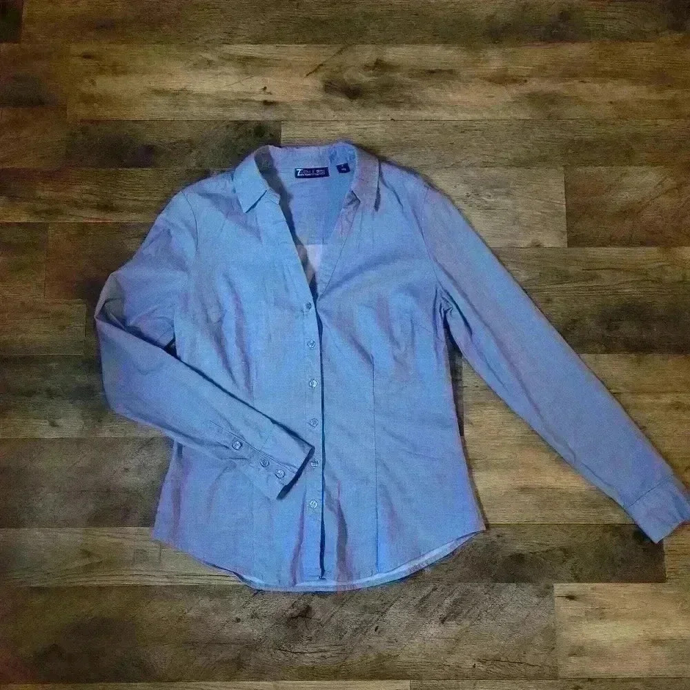 7th Avenue Design Studio Blue Longsleeve Buttondown Shirt